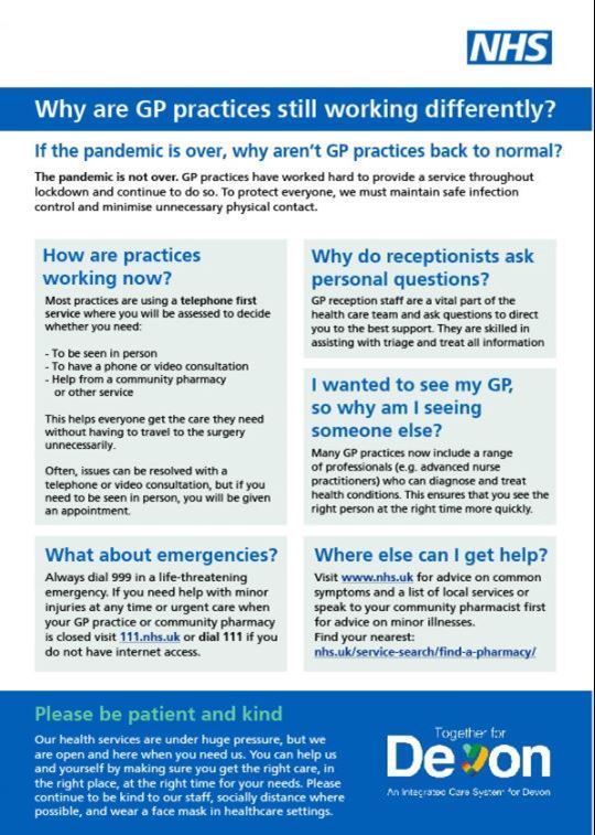 GP practices working differently